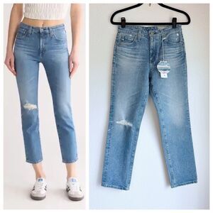 NWT AG Jeans The Isabelle High Rise Straight Crop in 18 Years Poplar Wash Sz 27